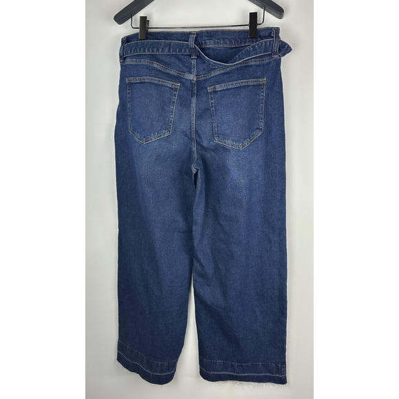 NWT GAP High Rise Stride Belted Wide Leg Jeans Raw Hem Dark Wash Plus Size 34 18 - Picture 8 of 11